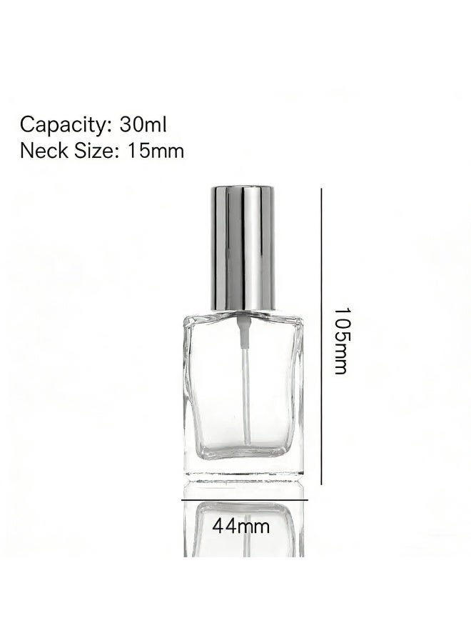 زجاجة عطر مربعة 30 مل من الزجاج – عبوة رش قابلة لإعادة التعبئة للسفر ومستحضرات التجميل - Image 2